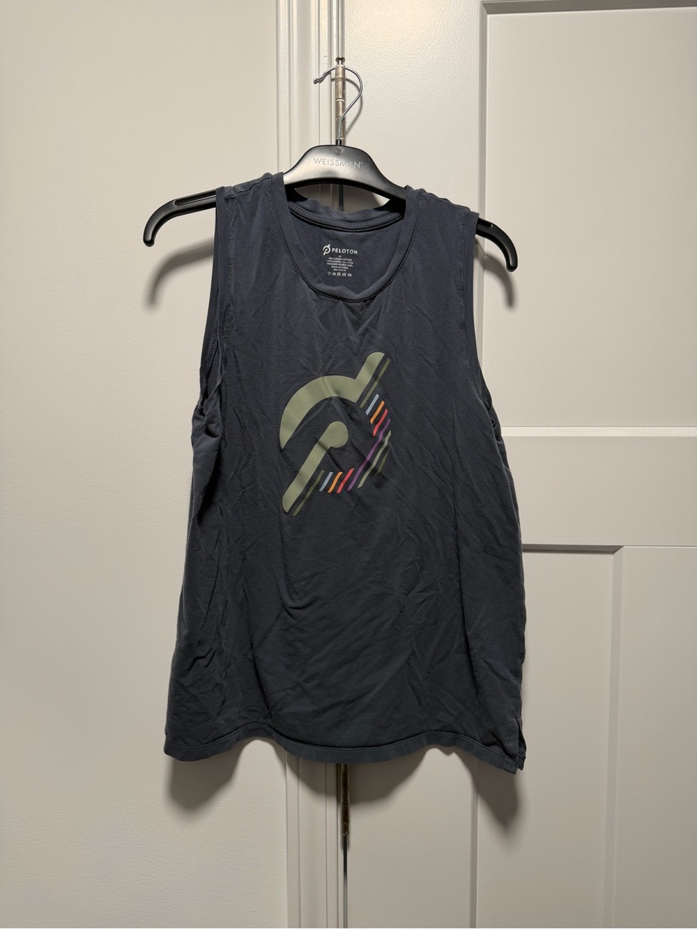 Peloton Women's Sleeveless Logo Muscle Tee - Charcoal with Multicolor Accent